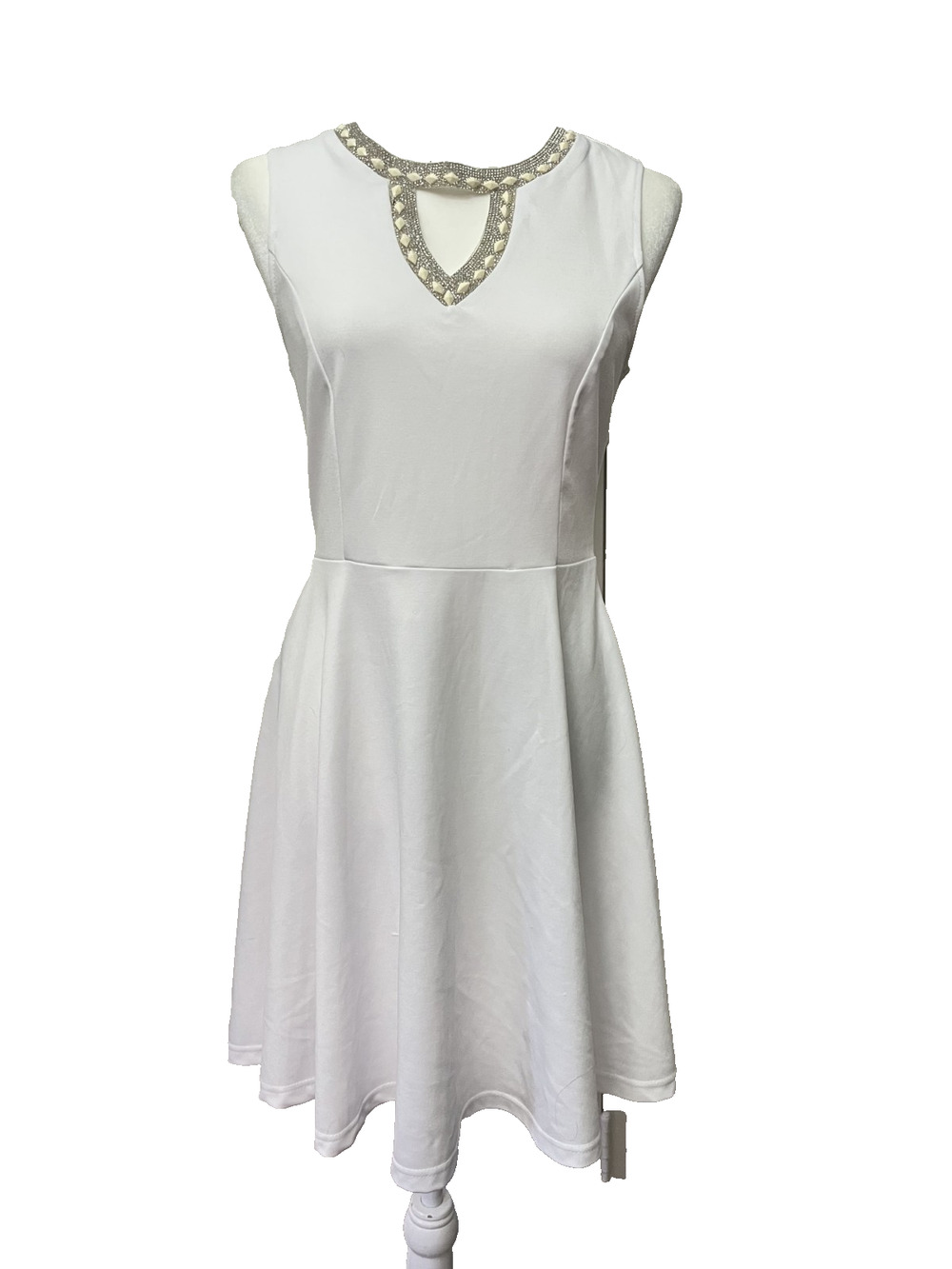 Women's Zuleyka Rivera Miss Universe 2006 Size Medium White Rhinestone Dress